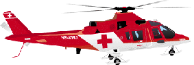 Agusta 109 K2 : L'hlicoptre utilis principalement par la REGA (Croix-Rouge Suisse), notre partenaire